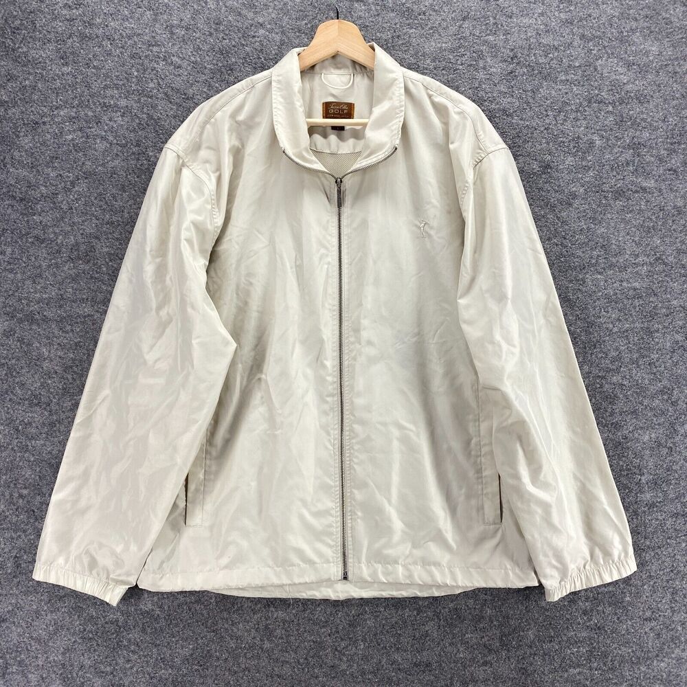 Tasso Ella Jacket Men L Large Beige Collared Full Zip Long Sleeve Pockets Golf